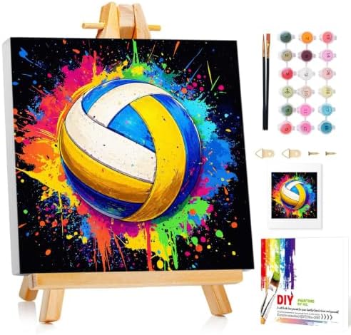 Mandun Volleyball Paint by Numbers Kit for Kids, 8x8 inch by MANDUN