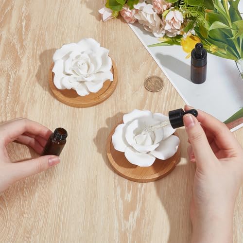 INFUNLY 2 Pcs Rose Essential Oil Diffuser Stone Plaster Scent Diffuser with Round Base 2 Style Roses Diffuser Stone Kit 3.7x3.7 Insertable Reed Rose Aromatherapy Stone for Desk Office Home Gift - Image 3