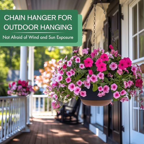 2 Pack-10 Inch Self-Watering Hanging Planters for Indoor Outdoor Plants - Image 3