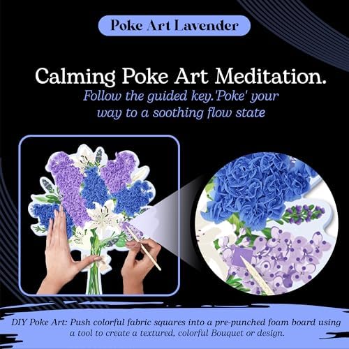 Unwynd Poke Art Lavender Flower Bouquet Kit for Adults, Women and Teens - Image 3