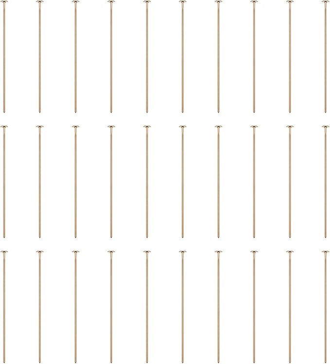 HARFINGTON 100pcs Flat Head Pins 1.18" 30mm Needles Bulk for Earring Pendant Necklace Bracelet Charm Jewelry Making Findings DIY Craft, Champagne Gold