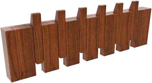 Wall Mounted Piano Key Hanger | Flip Style Hook | Entrance Wall Art Hook, Made of Oak Wood (3 Times Painted, 4 Times Polished) (Walnut, 6Hooks)