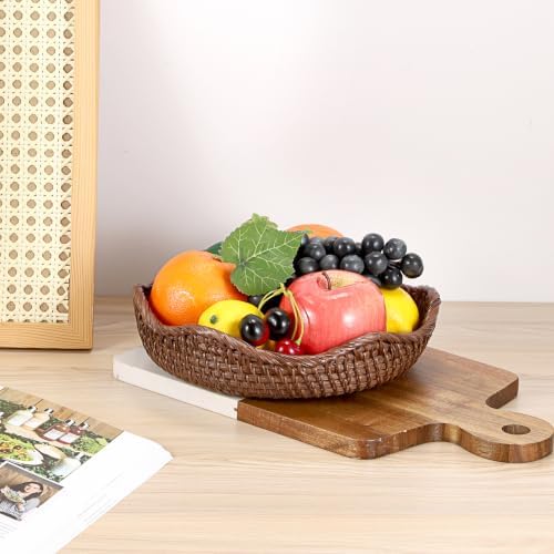 Hipiwe Decorative Key Bowl 8.5" Round Basket Bowl Handwoven Rattan Basket - Image 4