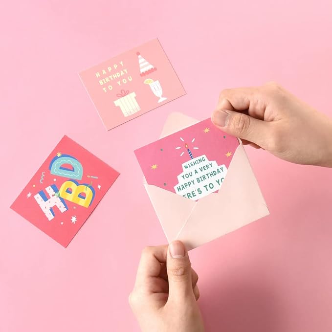 Monolike Day-by-day Card, Pop pop birthday Ver.2 - Mix 36 Mini Single cards, 36 envelopes, 36 stickers Package