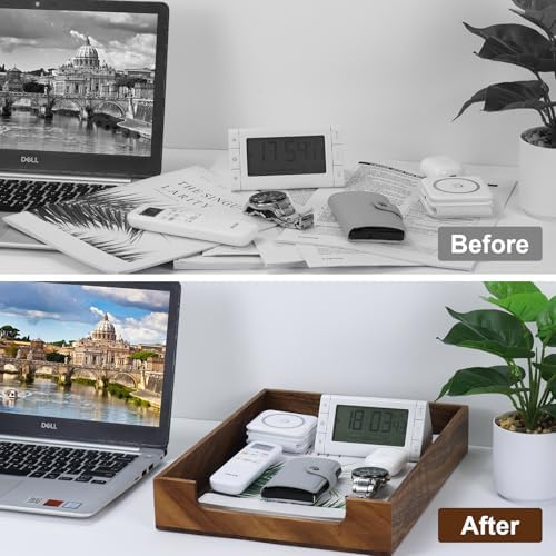 Multibey Walnut Wood Letter Tray for Desk, A4 Paper File Holder Organizer - Image 5