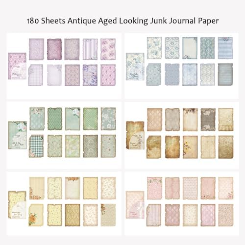 180 Sheets Vintage Scrapbook Paper, Journaling Scrapbooking Supplies, Antique Aged Looking Background Paper for Junk Journals Card Making Mixed Media Decoupage - Image 2
