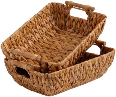 StorageWorks Wicker Storage Baskets, Wicker Baskets for Shelves, Caramel by StorageWorks