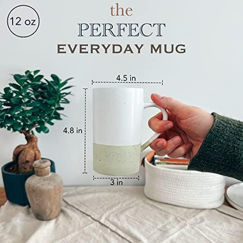 MORA Ceramics 12oz Coffee Mug Set of 4 - Ceramic Tea Cups with Handle - Microwave and Dishwasher Safe, Perfect For Cup or Mug Lovers - Rustic Matte Glaze, Modern Design Mugs - Assorted Colors - Image 2