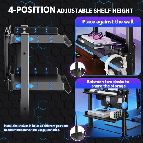 Metal Clamp On Desk Shelf,Storage Shelves with Pegboard and Pencil Holder - Image 4