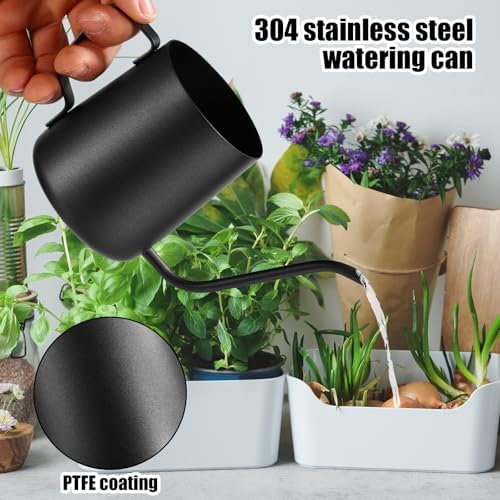 Plant Watering Can, 12 oz / 350 ml Stainless Steel Plant Watering Pot Small Watering Can with Long Spout for Indoor House Plants Flower Bonsai Outdoor Garden - Image 3