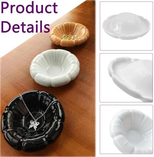 Ceramic Jewelry Tray,Nightstand Ring Holder Dish& Bathroom Jewlery Plate Bowl,Small Trinket Dish Tray for Friends, Mother, Sister (Brown-A) - Image 5