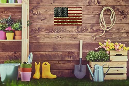 Retro Metal Sign Vintage Tin Sign I Pledge Allegiance to The Flag of The United States of America Sign for Plaque Poster Cafe Bar Wall Art Sign Gift 8 X 12 in - Image 5