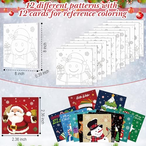 Ctosree 12 Pack Paint and Sip Kit Pre Drawn Canvas, Cute Xmas, 8x8'' - Image 3