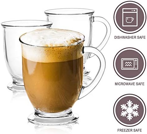 Accguan 15oz/450ml Glass Coffee Mugs with Handles Set of 6 - Image 3