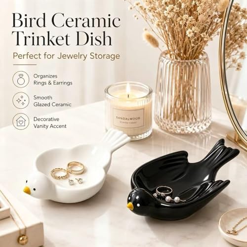 Bird Ceramic Trinket Dish Ring Tray for Entryway Vanity Table Decor - Image 3