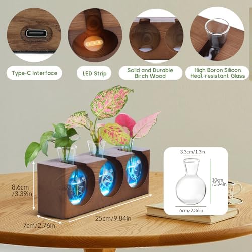 Wooden Stand Plant Propagation Station with 9-Level Adjustable LED Lights - Image 5