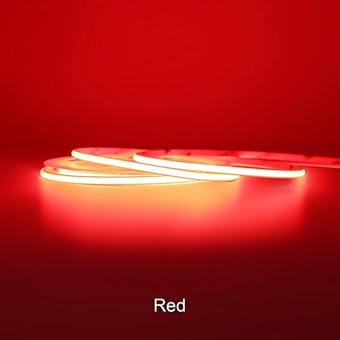 COB LED Strip Light, 16.4FT 24V Red Narrow Width 5mm Super Bright CRI 90+ Dotless LED Tape Light, 400LEDs/M Cuttable Flexible Dimmable Light Strip for Indoor Home Decor (No Power Supply)