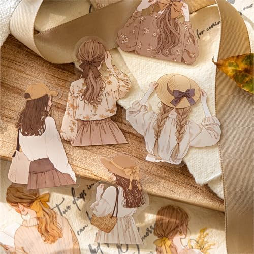 Alideco 120pcs Scrapbook Stickers Vintage Casual and Artsy Girl Scrapbooking Junk Journal Crafts Embelishment Decoration Stickers (zhuanshenshike) - Image 6