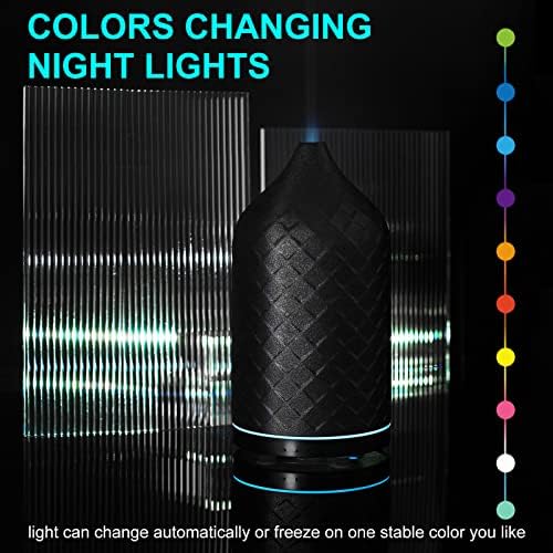 Essential Oil Diffuser for Home, Ceramic Aromatherapy Diffuser for Essential Oils, 120ml Oil Diffuser with Waterless Auto-Off and 7 LED Lights for Large Room Yoga Spa (Black) - Image 4