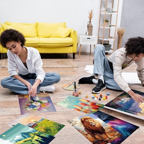 Zhanmai 20 Set Pre Drawn Canvas Painting Kit, Flora and Fauna Scenery - Image 6