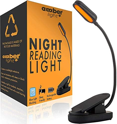 Amber Light + Giftable Amber Book Light - Blue Light Blocking - Night Reading Booklight Store. Rechargeable. 1600K for Reading in Bed at Night. Perfect as a Giftable Kindle Light and LED Book Light. by Unknown