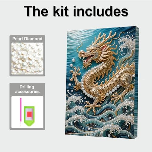 LQCrafK DIY Pearl Art Painting Handcraft Kit for Adults Beginners, Creative Design, Healing Stress-Relieving Home Wall Decoration, with Framed Painting and Tools-Dragon - Image 6