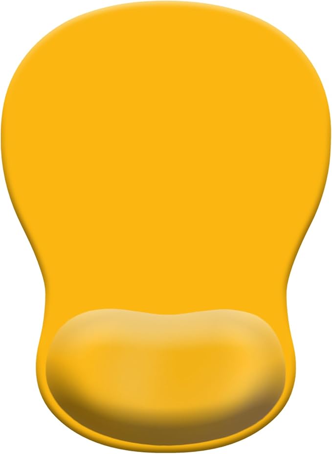 Gel Mouse Pad with Wrist Rest, Ergonomic Concave Wrist Support Mousepad with Non-Slip PU Base & Smooth Surface Comfortable Desk Accessories Mat for Office, Home Gaming and Study (07 Yellow)