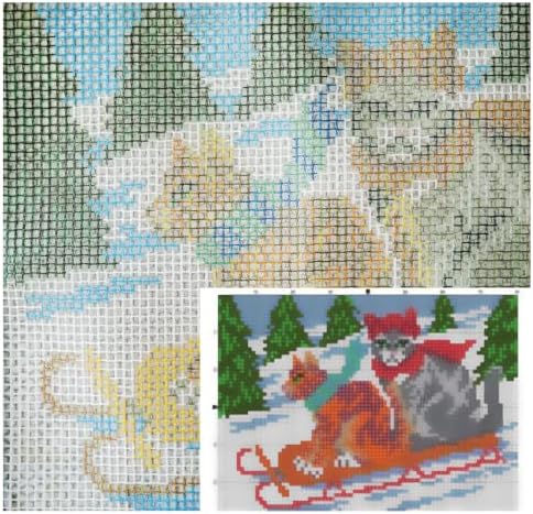 Howie's Latch Hook Kits for Adults, DIYCats-Ski Latch Hook Kit Rug Crochet Yarn, Color Preprinted Pattern Embroidery Decoration(Cats-Ski, 19.69 x 14.96 inch) - Image 4