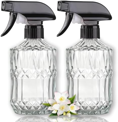 Glass Mister Spray Bottle, 15oz, Clear, Adjustable Nozzle, 2PCS by Unknown