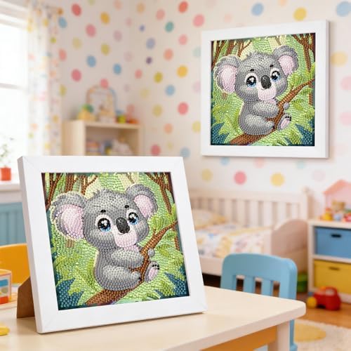 GHHKUD Koala Diamond Art Painting Kits for Adults with Frame, Diamond Art Animals Crafts for Ages 4-6-8-12, Easy to DIY Gem Painting Gifts Home Wall Deco15x15cm (Beautiful Packages) - Image 4
