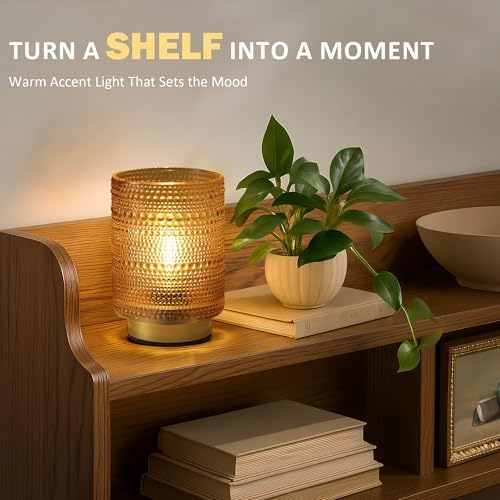 Battery Operated Decorative Lamp with Timer for Bedside/Bookshelf Decor,Cordless Small Accent Table Lamp with LED Warm Bulb for Nightstand/Entryway/Coffee Table/Office Cubicle/Dorm Room Decor(Gold) - Image 4