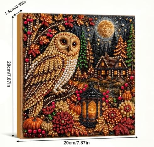 DIY Pearl Painting Kit for Adults, Autumn Owl Fall Art with Wood Frame, 20x20cm Self-Adhesive Pearl Diamond Craft, Autumn Wall Decor Gift for Women, Beginners Relaxing Hobby Kit - Image 4
