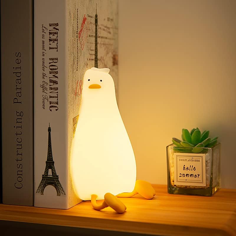 HAPPYBAG LED Lying Flat Duck Night Light, 3 Level Dimmable Nursery Nightlight,Cute Lamps Silicone Squishy Light Up Duck,Rechargeable Bedside Touch Lamp for Breastfeeding Toddler Baby Kids Decor - Image 3