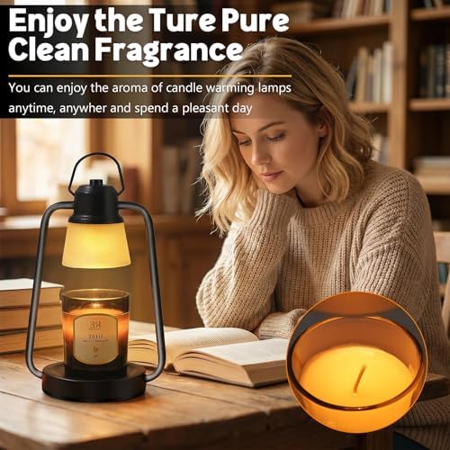 Candle Warmer Lamp, Candle Lamp Warmer with Dimmer, Electric Candle Warmer for Jar Candles Lamp Warmer Bedroom Home Decor, 2H/4H/8H Timer with 2 * 50 Bulbs - Image 4