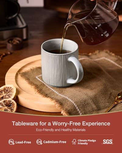 famiware Coffee Mug Set of 4, Star 12 oz Ceramic Mugs Cups Set with Handle - Image 2