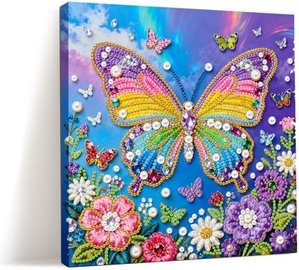 LQCrafK DIY 3D Pearl Art Painting Handcraft Kit for Adults Beginners, Home Wall Decoration, Creative Design Framed Painting with Tools-Colorful Butterfly by LQCrafK