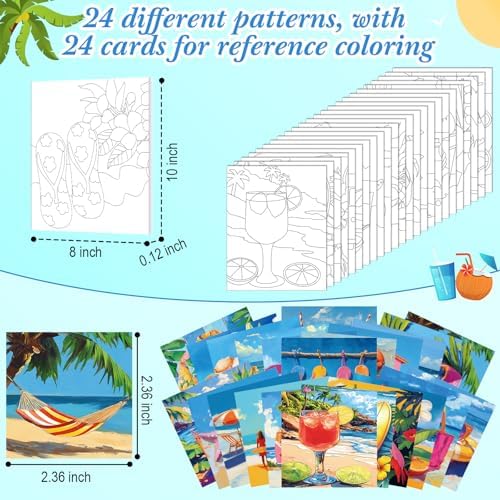 Sherr 24 Pcs Pre Drawn Canvas for Adult, Hawaii, 8 x 10 Inch - Image 3