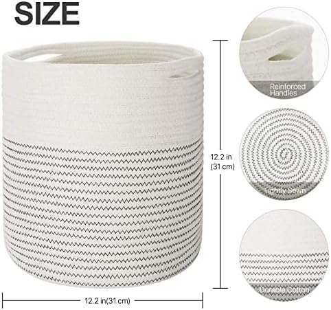 Woven Cotton Rope Plant Basket for 11 12" Flower Pot White - Image 2