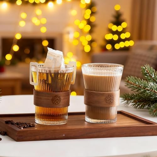 6 Pcs Espresso Coffee Tea Cups with Heat Insulation Wooden Ring 9 Oz - Image 7