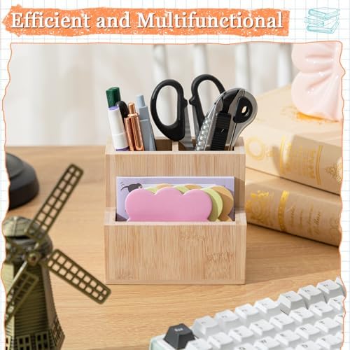 Maitys Bamboo Wood Pen Holder for Desk Wooden Pencil Organizer - Image 6