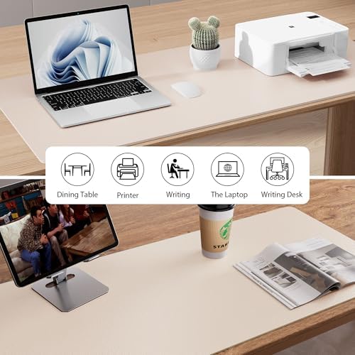 Aothia Large PU Leather Desk Pad Protector – Non-Slip Mouse Pad & Writing Mat for Office/Home, Waterproof, Easy to Clean (31.5" x 15.7", Eggshell) - Image 5