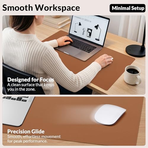 AFIING Leather Desk Mat 35.4" x 17", Brown - Image 4