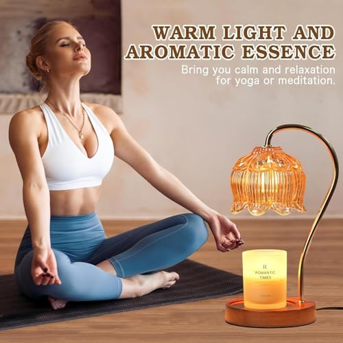 Funistree Flower Candle Warmer Lamp with Timer, Dimmable Candle Lamp Warmer, Christmas Birthday Gifts for Women Mom Her, Housewarming Home Decor, Lotus Wax Warmer for Yankee Candles - Amber-2 Pack - Image 6