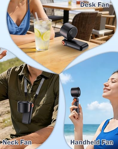Portable High-Speed Handheld Fan with LED Display, [Smart Power & Wind Control], 4000mAh Rechargeable Mini Personal Fan, 5 Speeds, Quiet USB Travel Fan for Outdoor, Commuting - Image 4