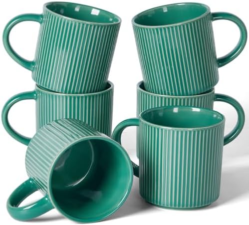 famiware Coffee Mug Set of 6, Star 12 oz Ceramic Mugs Cups Set with Handle by Famiware