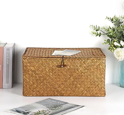 Hipiwe Wicker Shelf Baskets Bin with Lid Handwoven Storage Basket, X-Large - Image 2