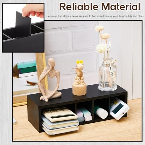 Jetec Wooden Pencil Pen Holder for Desk, Black, 5 Compartments - Image 4