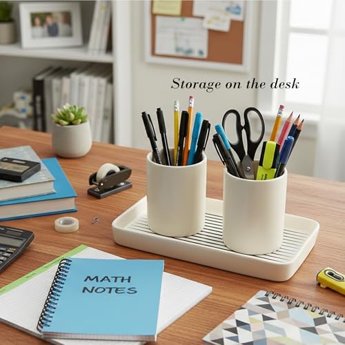 10"×6"×1" White Bathroom Vanity Tray for Countertop- Ceramic Decorative Organizer Tray for Dresser Tops, Toilet, Perfume, Sponge Holder Soap Dish Dispenser for Kitchen Counter- Black Stripes - Image 6