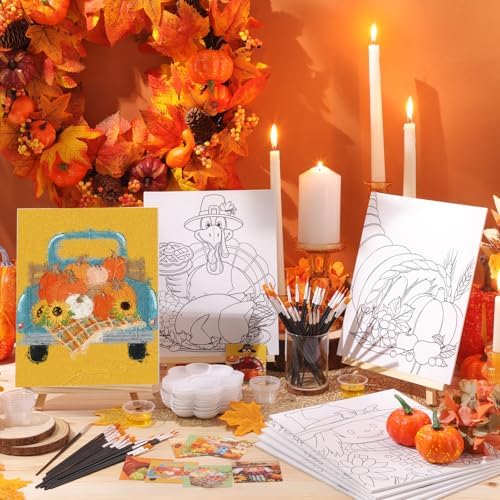 Cholemy 36 Pcs Paint and Sip Kit Gift for Adults 8''x10'',Fall Scarecrow - Image 2