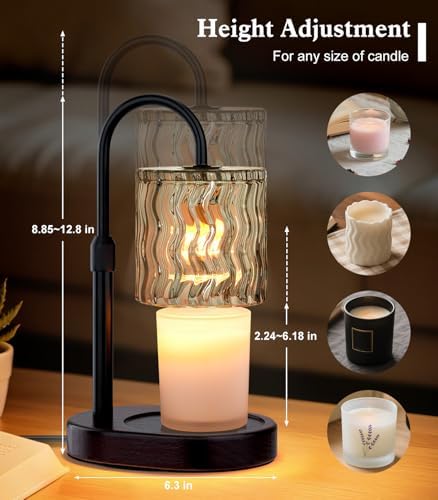 Candle Warmer Lamp Electric Timer: Dimmable Candles Warming Lamps - Height Adjustable Burner Jar - No Flame Scented Melts Wax - All Candle Jars Home Decor Table Light - Image 4